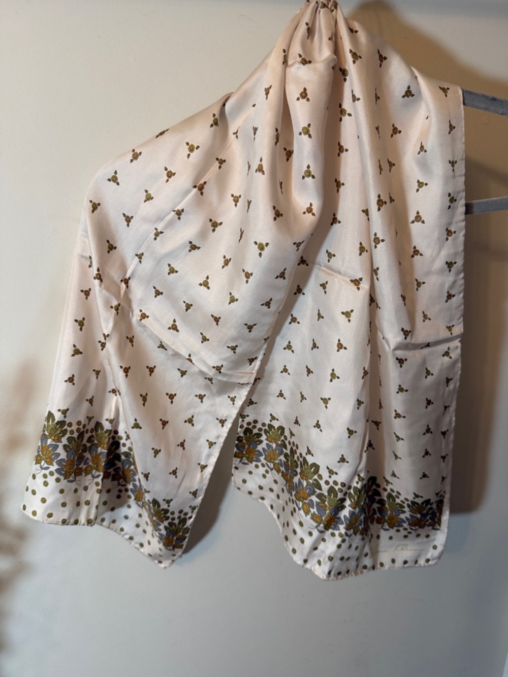 Vintage Anne Klein Cream Floral Border Scarf